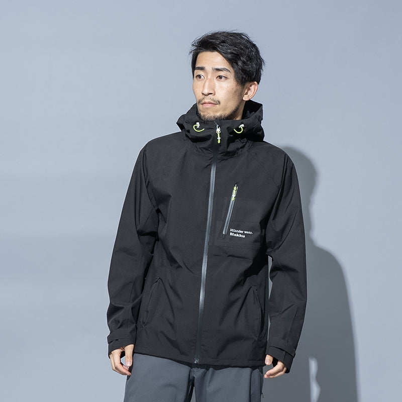 Makku×Hilander フーディライト レインジャケット ブラック