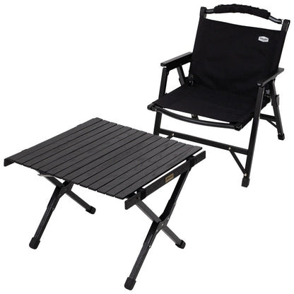 【お得なセット】ウッドロールトップテーブルLIGHT 60＋ウッドフレームチェアEX ブラックセット